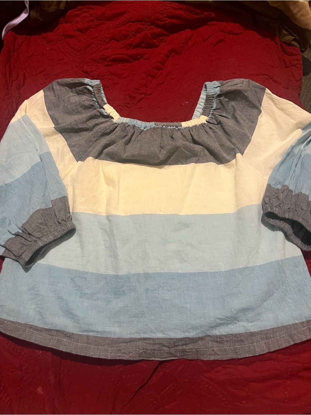 Pink Chicken New York Girls Top in Ocean Stripe